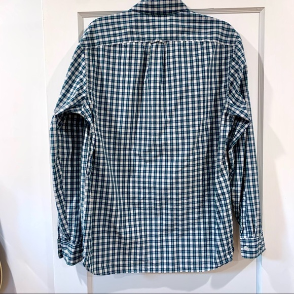 ✨ H&M Mens Navy and Green Plaid Button Down - M, Regular - Picture 7 of 9